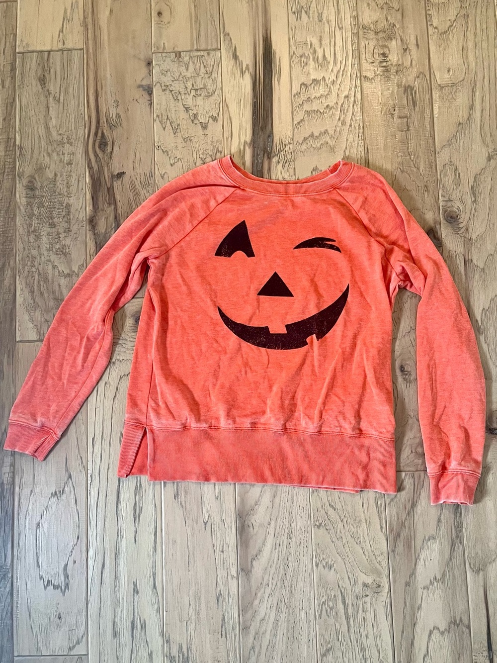 Grayson Threads Halloween Jack-O-Lantern Pumpkin Orange Sweatshirt, size M